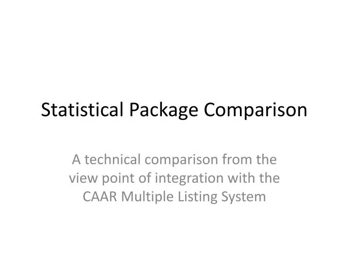 statistical package comparison