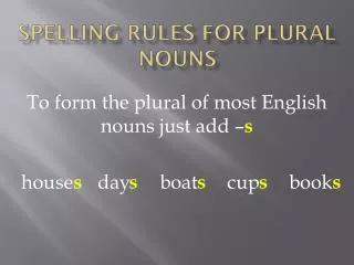 SPELLING RULES FOR PLURAL NOUNS