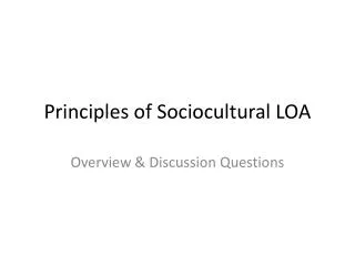 principles of sociocultural loa