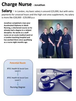 Potential Route BTEC Health &amp; Social Care Level 2 BTEC Health &amp; Social Care Level 3