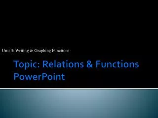 Topic: Relations &amp; Functions PowerPoint