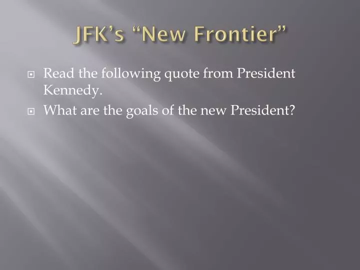jfk s new frontier
