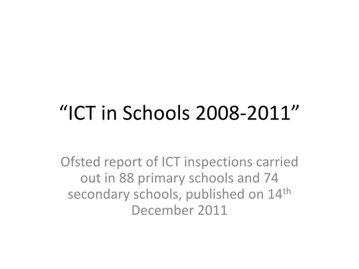 ict in schools 2008 2011