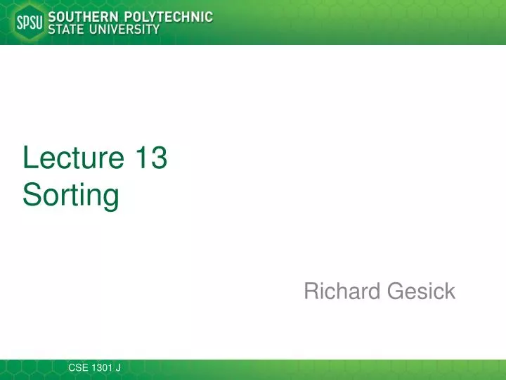 lecture 13 sorting