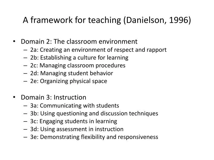 a framework for teaching danielson 1996