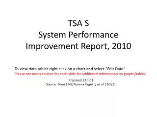 TSA S System Performance Improvement Report, 2010