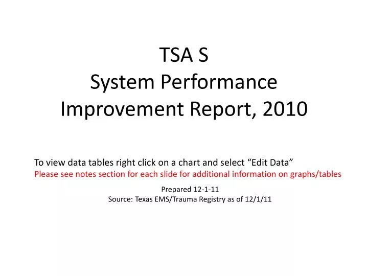 tsa s system performance improvement report 2010
