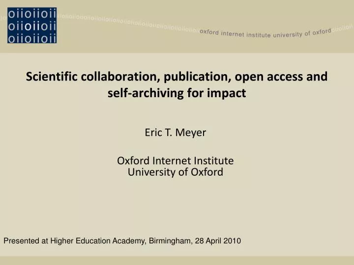 scientific collaboration publication open access and self archiving for impact