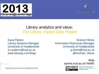 Library analytics and value: The Library Impact Data Project