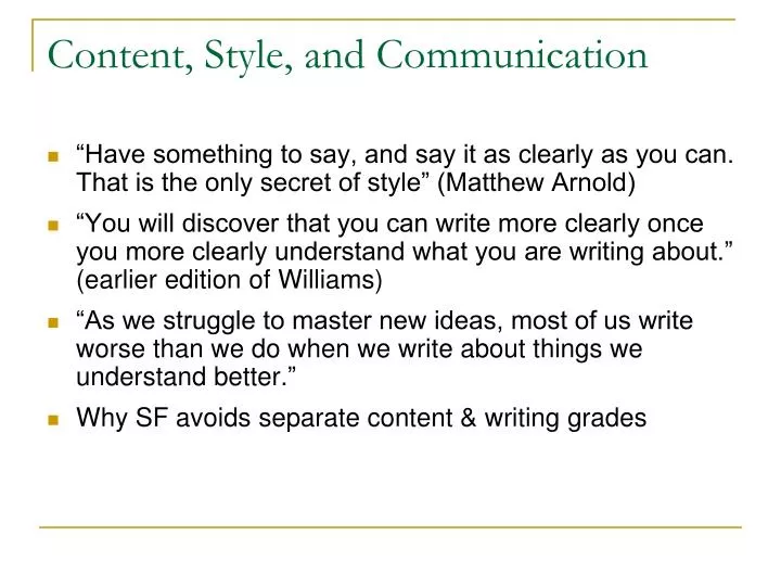 content style and communication