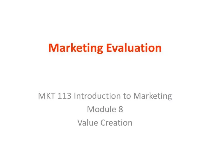 marketing evaluation