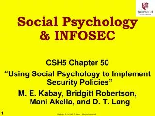 Social Psychology &amp; INFOSEC