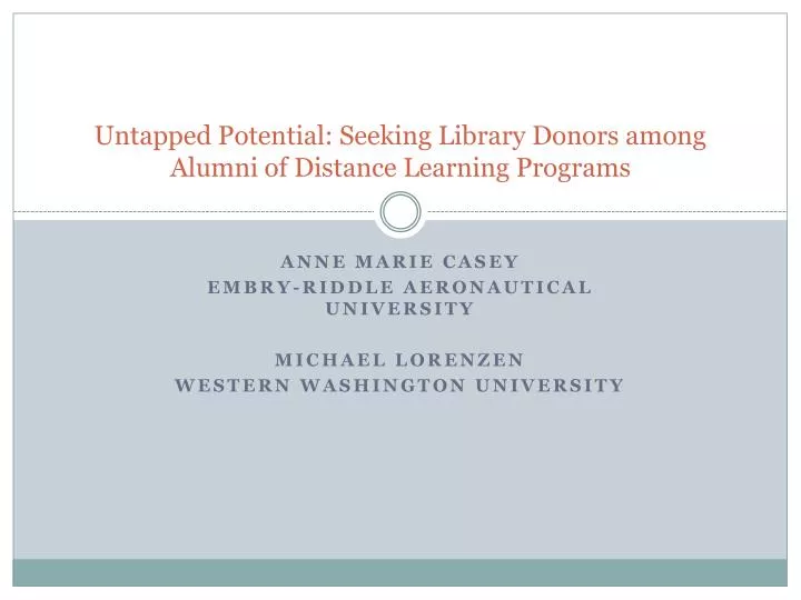untapped potential seeking library donors among alumni of distance learning programs