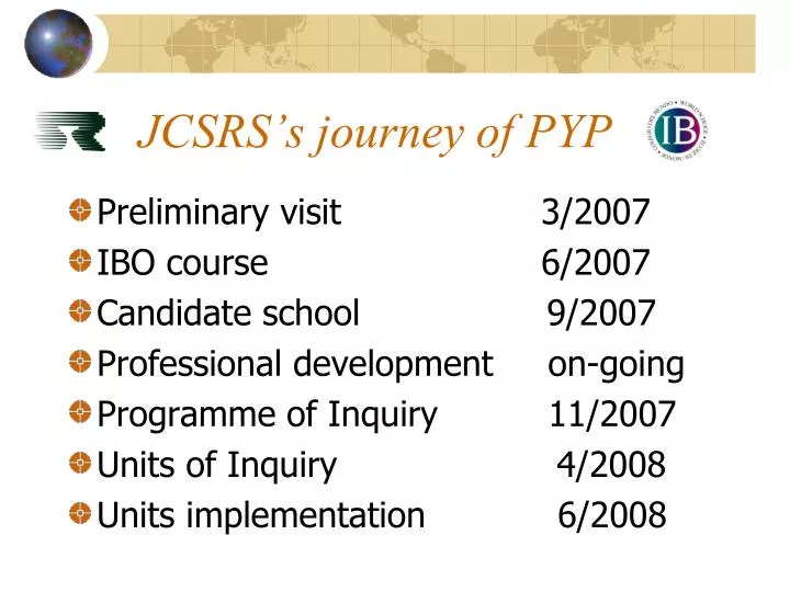 jcsrs s journey of pyp