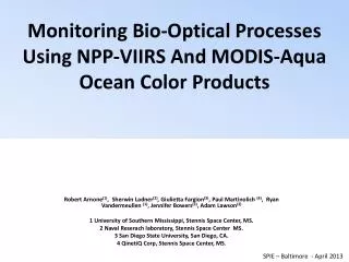 Monitoring Bio-Optical Processes Using NPP-VIIRS And MODIS-Aqua Ocean Color Products