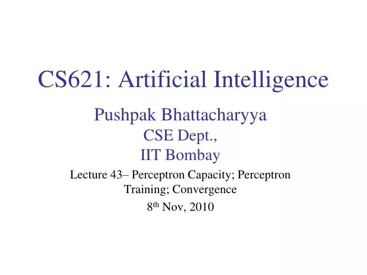 cs621 artificial intelligence