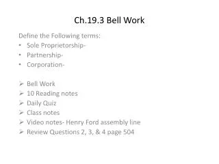 Ch.19.3 Bell Work