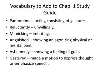 vocabulary to add to chap 1 study guide