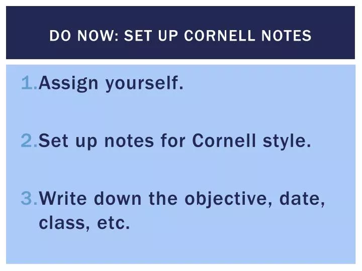 do now set up cornell notes