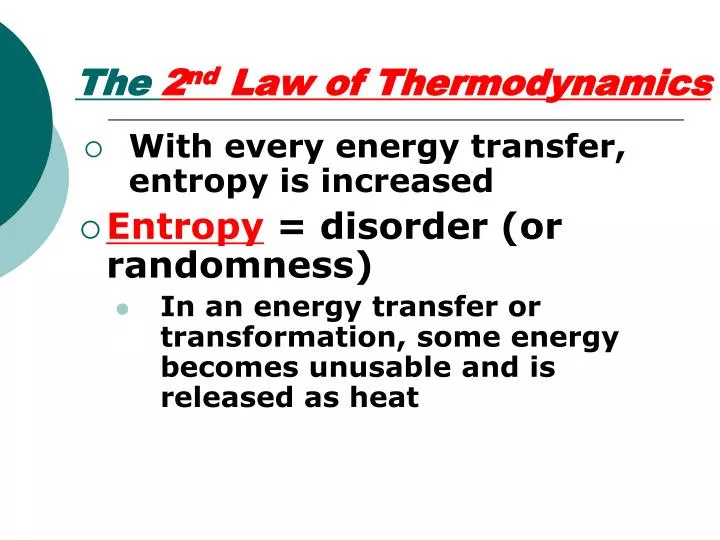 the 2 nd law of thermodynamics