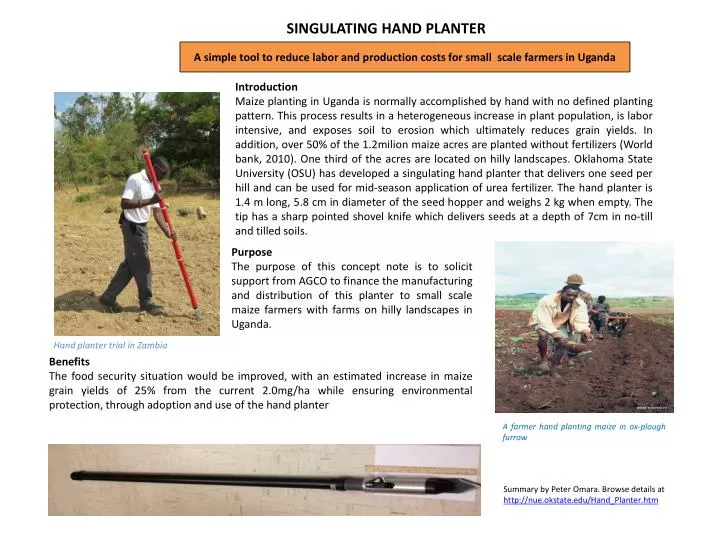 a simple tool to reduce labor and production costs for small scale farmers in uganda