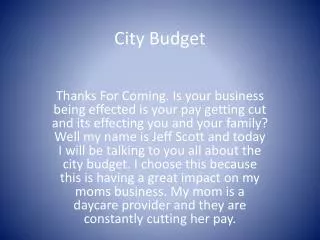 City Budget