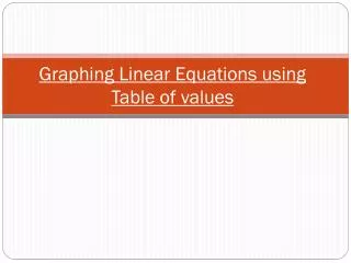 Graphing Linear Equations using Table of values