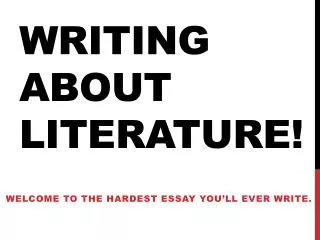 Writing about literature!