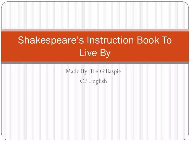 shakespeare s instruction book to live by