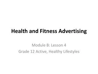 Health and Fitness Advertising