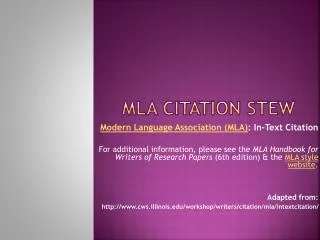 MLA Citation stew