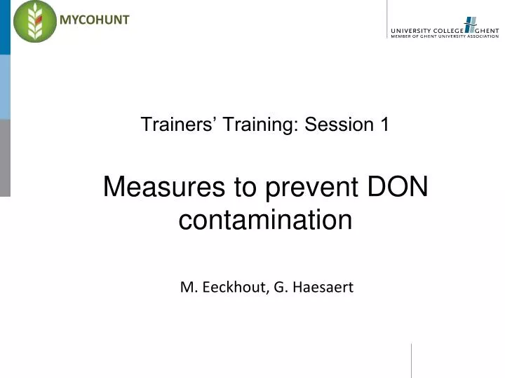 trainers training session 1 measures to prevent don contamination