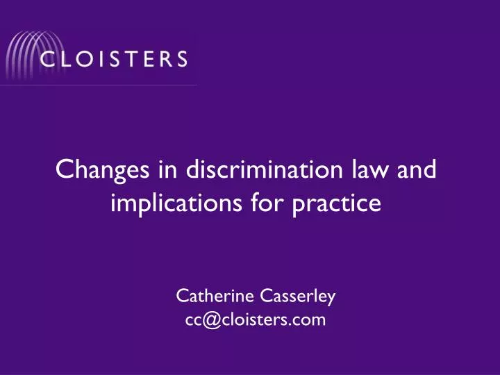changes in discrimination law and implications for practice