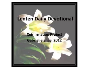 Lenten Daily Devotional
