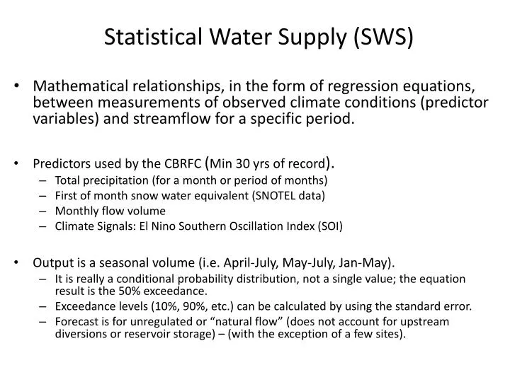 statistical water supply sws