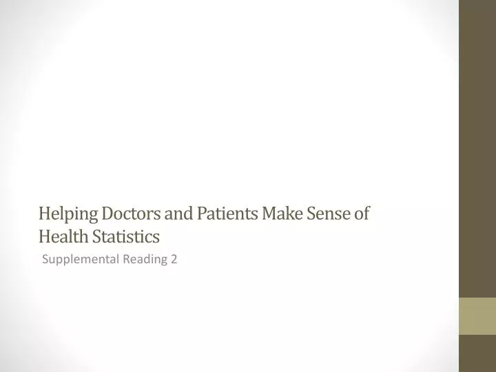 helping doctors and patients make sense of health statistics