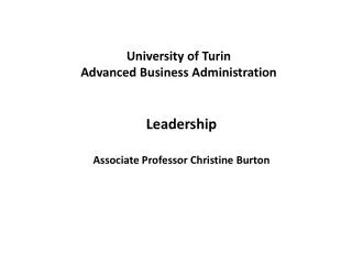 University of Turin Advanced Business Administration