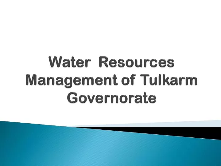 water resources management of tulkarm governorate