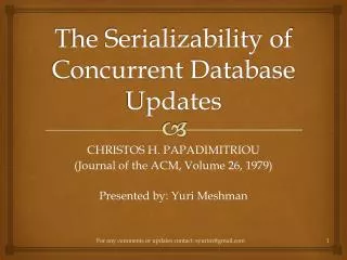The Serializability of Concurrent Database Updates