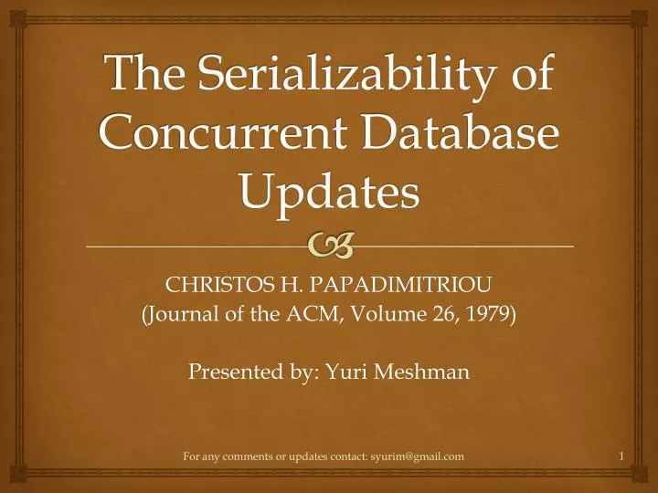 the serializability of concurrent database updates