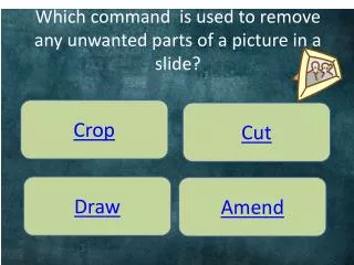 Which command is used to remove any unwanted parts of a picture in a slide?