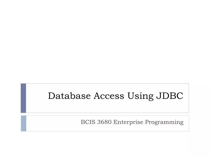 database access using jdbc