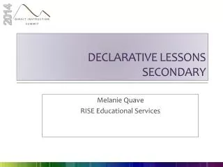 Declarative lessons secondary