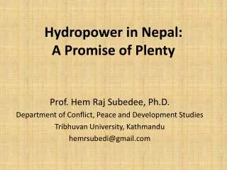 Hydropower in Nepal: A Promise of Plenty