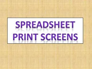 Spreadsheet print screens