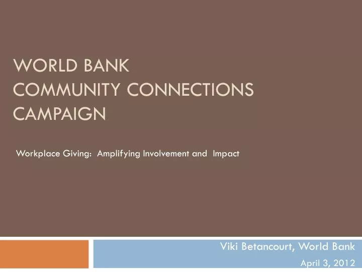 world bank community connections campaign