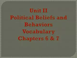 Unit II Political Beliefs and Behaviors Vocabulary Chapters 6 &amp; 7