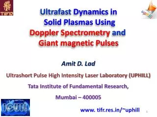 Ultrafast Dynamics in Solid Plasmas Using Doppler Spectrometry and Giant magnetic Pulses