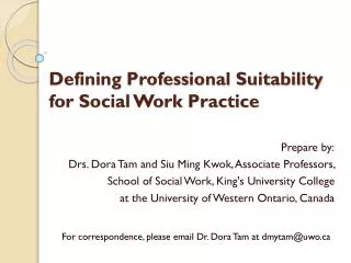 Defining Professional Suitability for Social Work Practice