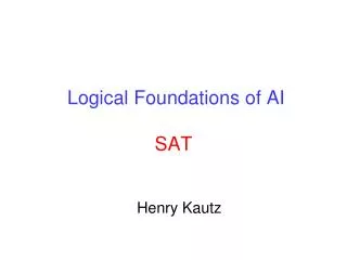 Logical Foundations of AI SAT